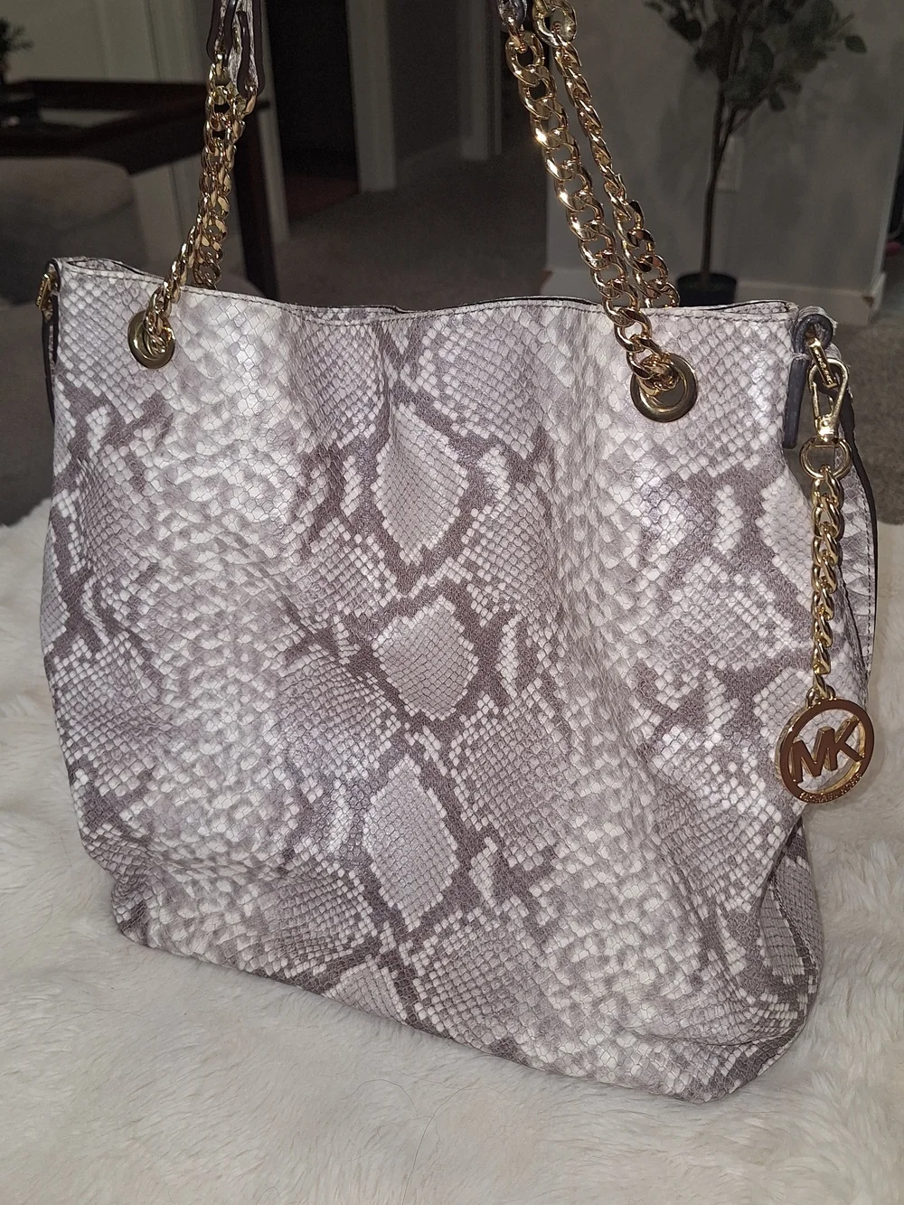 Michael Kors Women's Jet Set Snake-Print Shoulder Bag